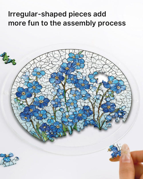 Acrylic Jigsaw Puzzle Suncatcher - Azure Bloom Whisper